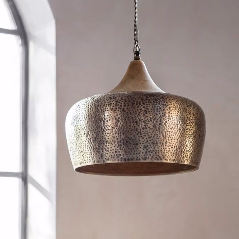 Atkin & Thyme Harriet Pendant Light in Gold/Brass and Wood