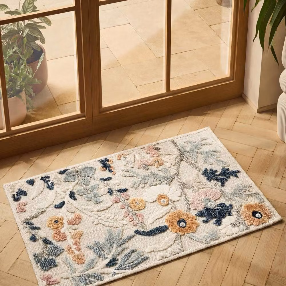 Desire Rugs Gardenia Floral Indoor Outdoor Area Rug, Beige and Multicolour, W: 50 cm, D: 80 cm – 5