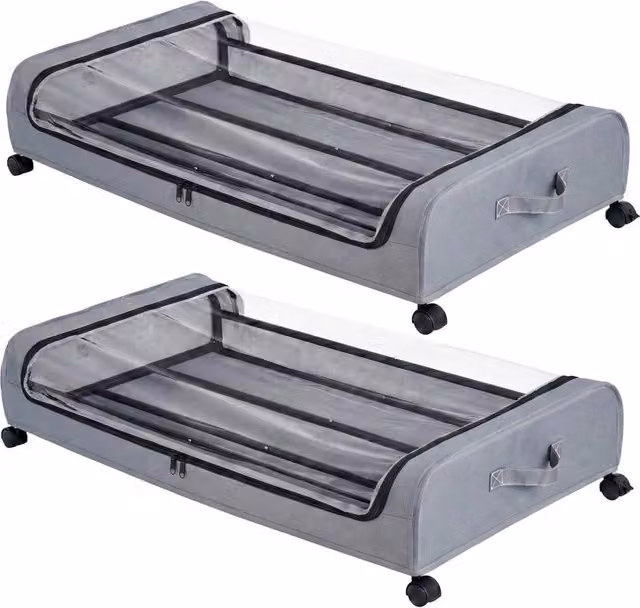 KORVIXA Under Bed Storage Boxes with Lids in Grey