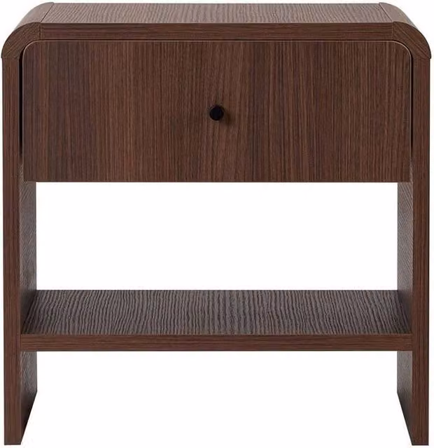CALICOSY Bedside Table with 1 Drawer and 1 Niche in Walnut, W: 45 cm, D: 40 cm, H: 45 cm