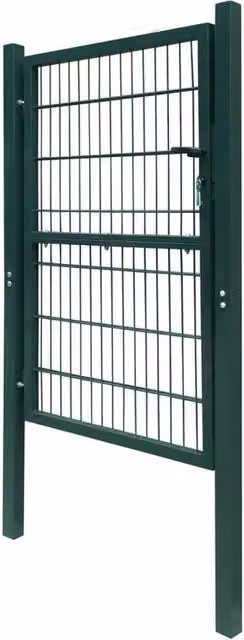 Berkfield Home Durable 2D Single Steel Swing Fence Gate, Green, W: 106 cm, H: 210 cm – 1