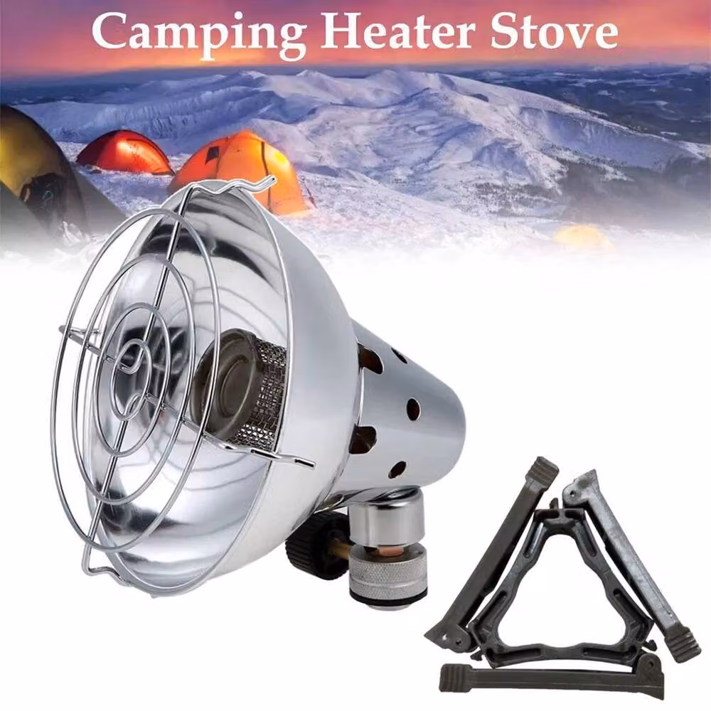 VOGREX Portable Outdoor Camping Heating Stove with Stand in Silver – 3