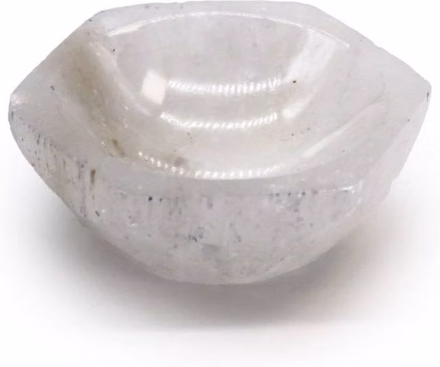 KDMD White Selenite Hexagonal Stone Bowl for Jewelry and Decor, Diameter: 6 cm – 1