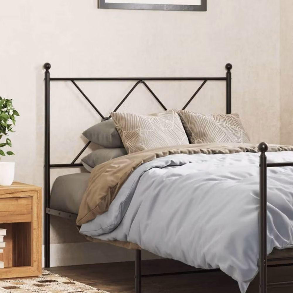 Berkfield Home Geometric Metal Headboard in Black – 2