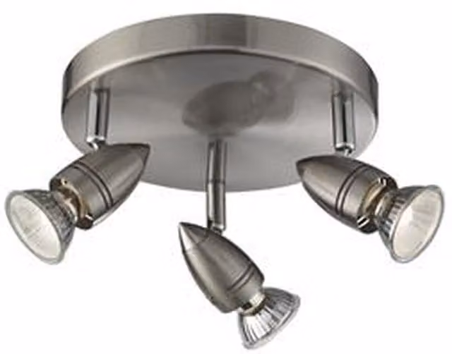 CGC Lighting RON 3 Head GU10 Satin Stainless Steel Ceiling Flush Spotlight in Silver
