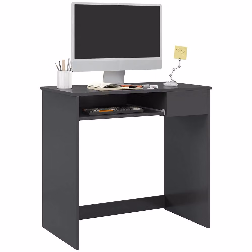 STILVORA Modern Computer Desk with Keyboard Tray and Drawer, Grey – 4