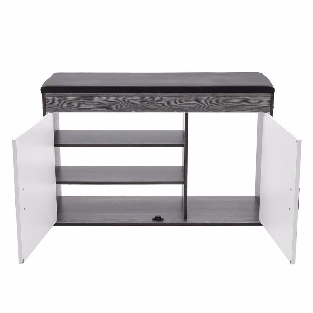 FORGEVIO Industrial Shoe Bench and Storage Organiser in Grey, White and Black – 2
