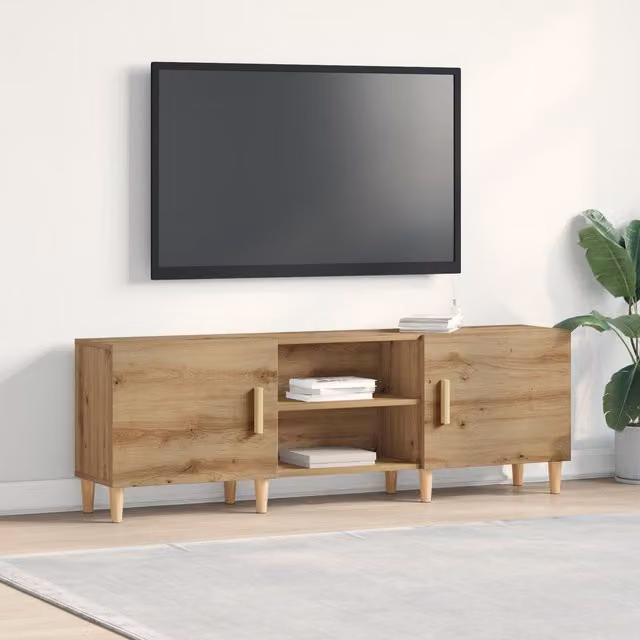 Berkfield Home Modern TV Stand in Artisan Oak, Brown, W/D/H: 150 x 30 x 50 cm