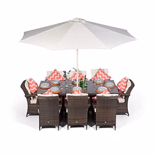 Thats Furniture Arizona 8 Seater Rectangular Rattan Patio Dining Set in Brown