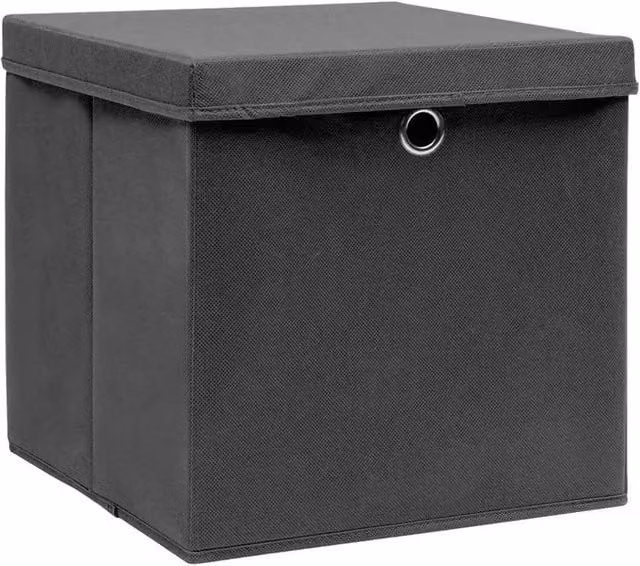 Kelvenix 3-Pack Foldable Fabric Storage Boxes with Lids in Black – 1