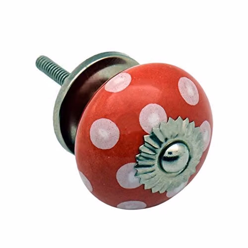 Nicola Spring Red and White Polka Dot Ceramic Cabinet Knob