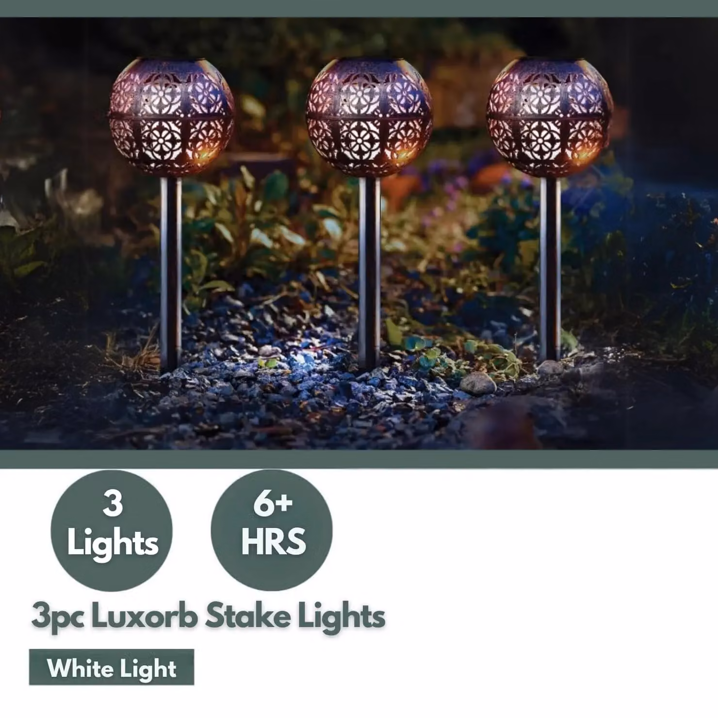 Marco Paul 3 Pack of Bronze Solar Silhouette Orb Stake Lights in Purple, Height: 40 cm – 2