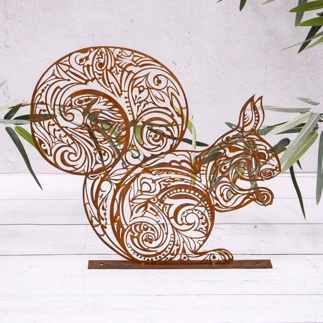 Annibells Rustic Brown Metal Squirrel Fence Topper
