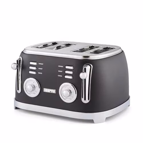 Geepas Retrovive 4 Slice Bread Toaster 1500W with Cable Storage in Black