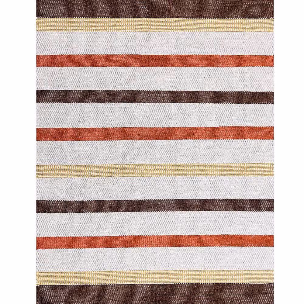 Wyld and Coco Handwoven Cotton Rag Rug in Brown and Beige Stripes, W: 160 cm, L: 230 cm – 2