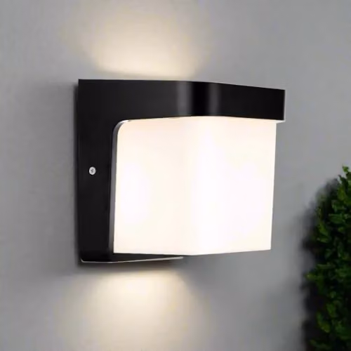 CGC Lighting Black Square LED Outdoor Wall Light with Cool White Light, IP65 Waterproof Polycarbonate Construction for Garden and Hallway – 3