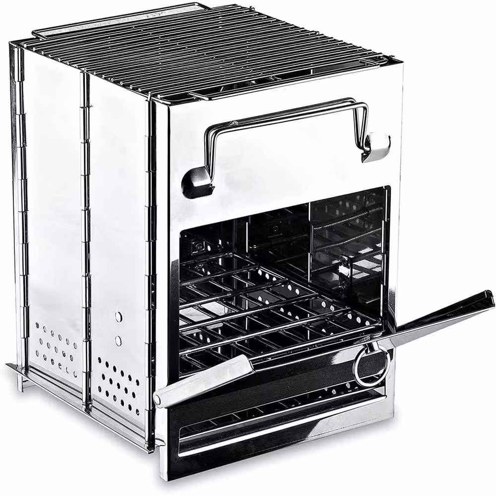 NESTLUNE Folding Wood Burning Stove for Outdoor Camping and BBQ, Silver, W/D/H: 100 x 100 x 21 cm – 3