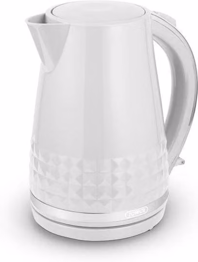Tower Kettle and 2 Slice Toaster Set in White and Silver