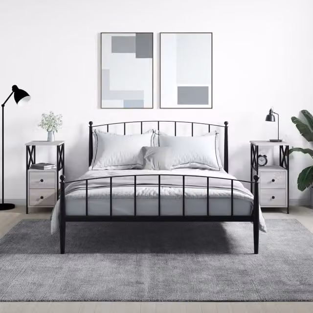 Berkfield Home Set of 2 Grey Bedside Cabinets, W/D/H: 34 x 35.5 x 70 cm – 1