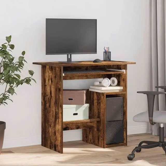 Berkfield Home Elegant Writing Desk in Smoked Oak Brown, W/D/H: 80 x 45 x 74 cm