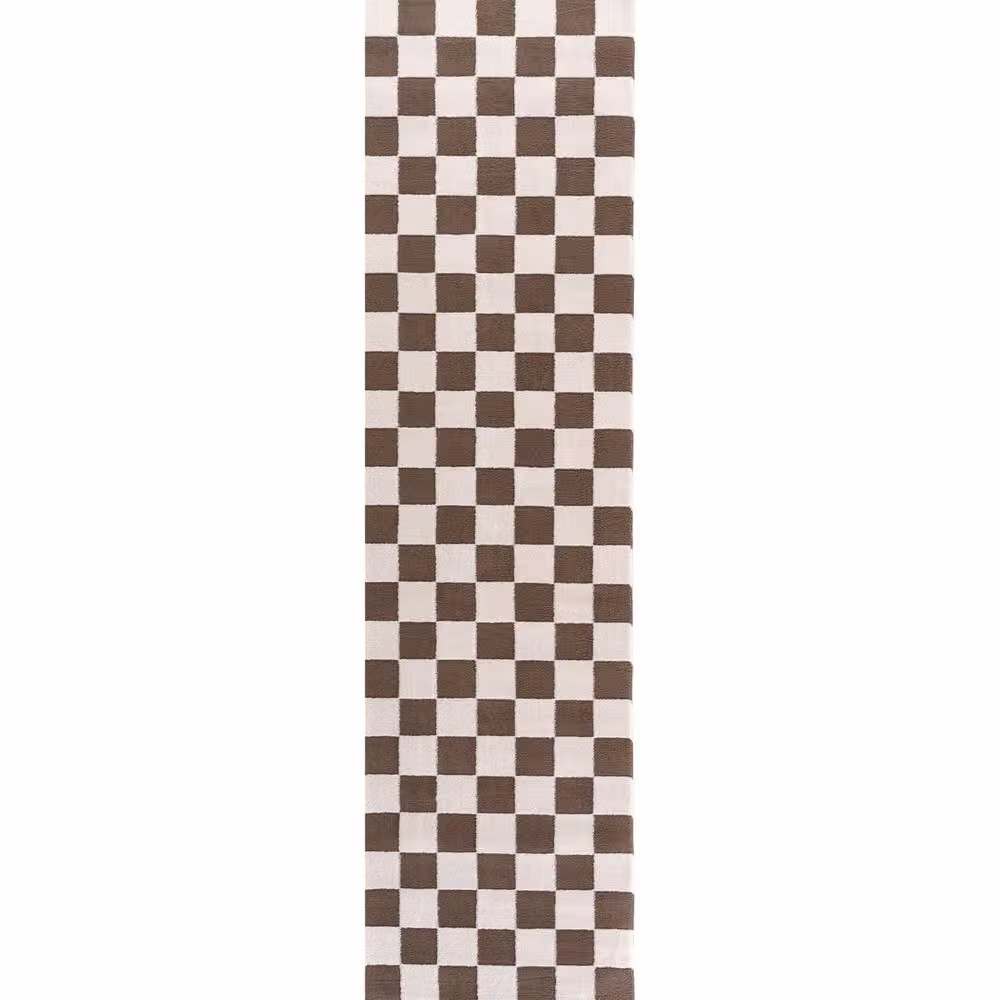 THE RUGS Loft Checkered Soft Pile Area Rug in Taupe, W: 160 cm, D: 230 cm – 6