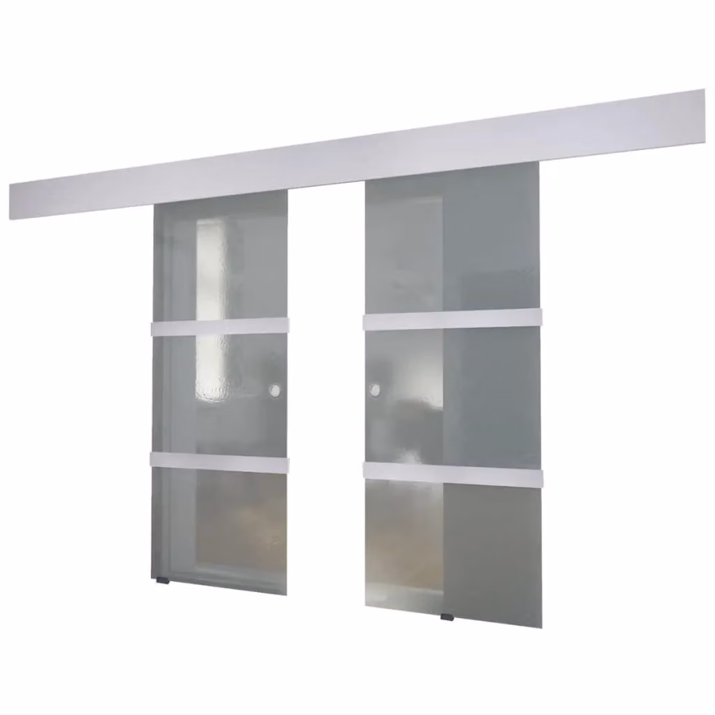 Berkfield Home Modern Double Sliding Glass Door with Aluminium Frame in Transparent and Multicolour – 2