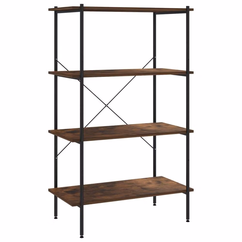 Berkfield Home Sturdy 4-Tier Shelving Unit in Black and Brown, W/D/H: 80 x 40 x 130 cm – 3