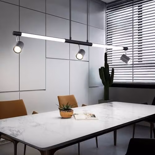 Netlighting Hl Bar LED Pendant Ceiling Light in Matt Black with 3000K Warm White Light – 4