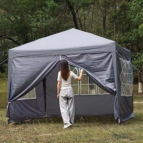 Gr8 Garden Premium Grey Pop Up Gazebo with Side Wall Panels, W/D/H: 300 x 300 x 250 cm – 4