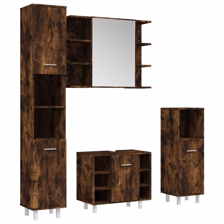 Berkfield Home 4 Piece Modern Bathroom Cabinet Set in Smoked Oak Brown