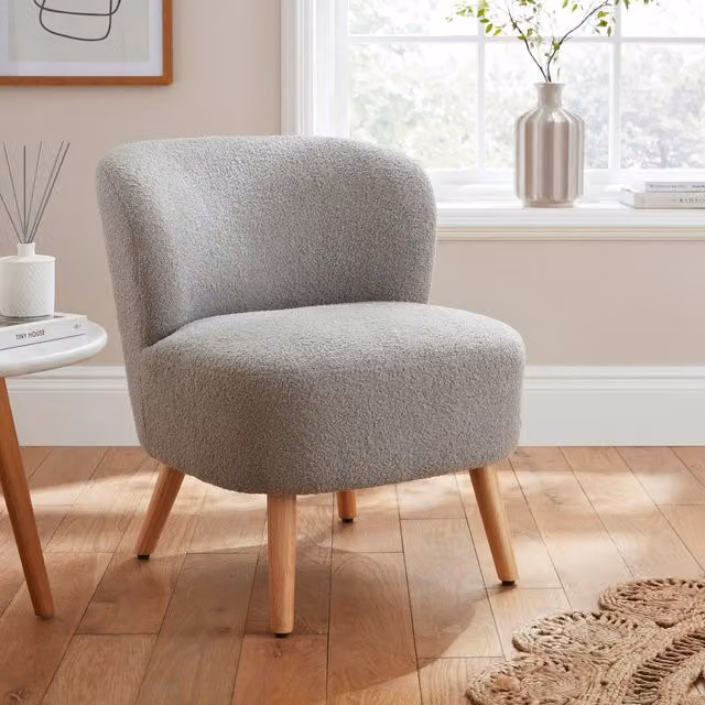 GFW Evie Grey Boucle Teddy Accent Chair
