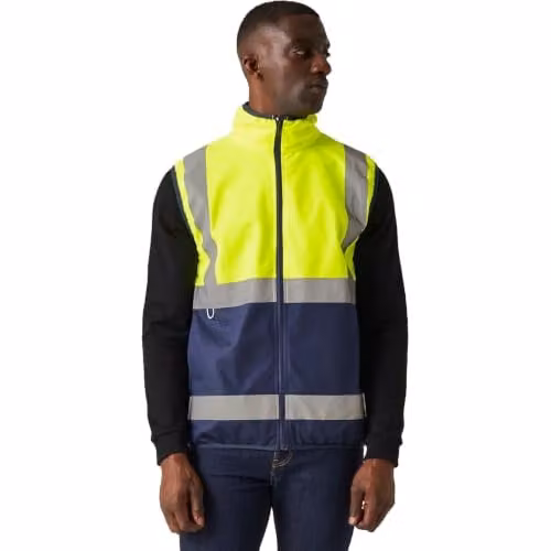 Regatta Men's Hi-Vis Class 1 Full Zip Polyester Vest in Yellow and Blue, Size: XXL – 1