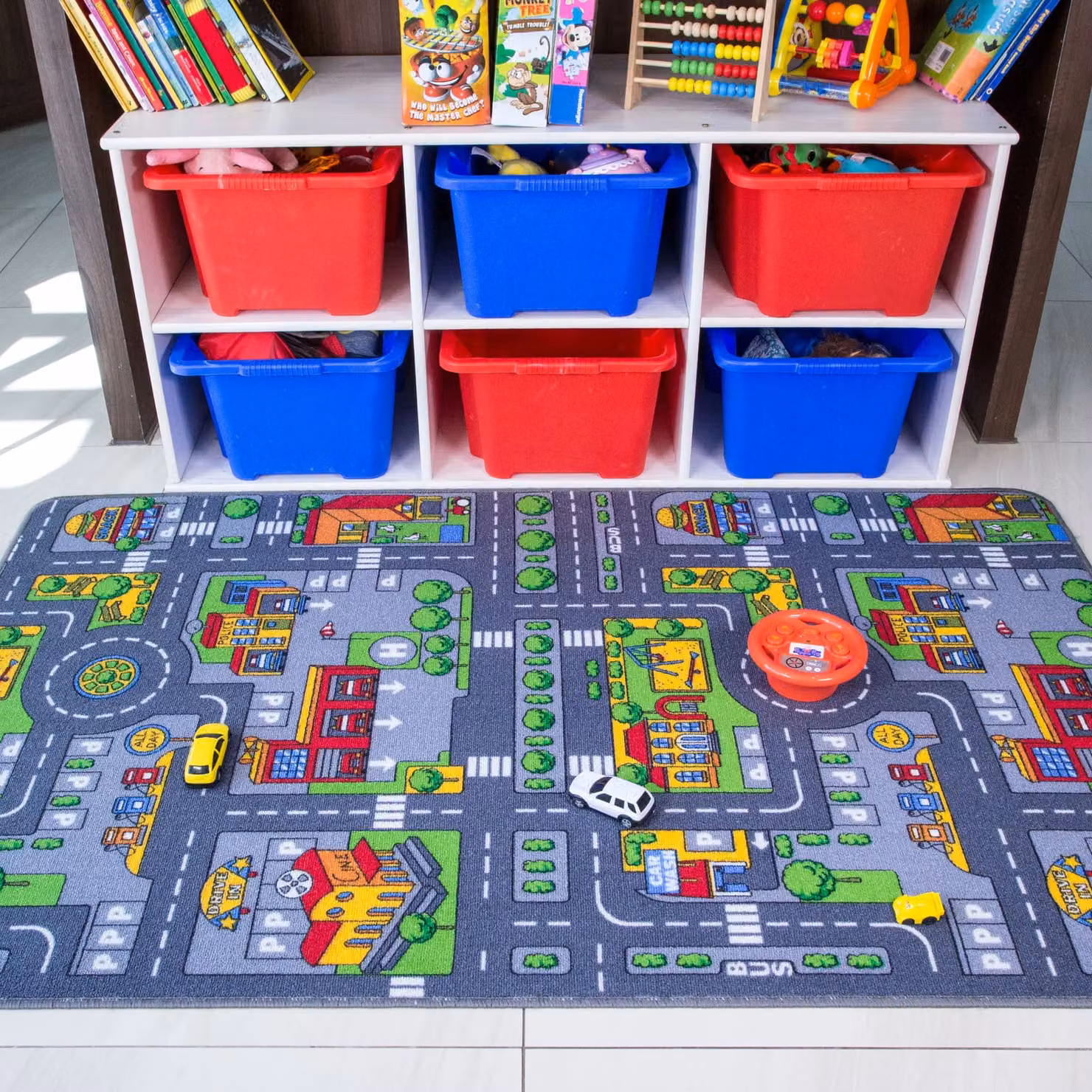 Kukoon Childrens Toy Car Roads Soft Play Mat in Grey, W: 100 cm, L: 165 cm – 1