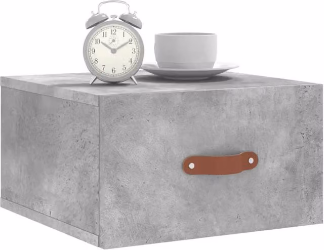 Berkfield Home Wall-mounted Bedside Cabinet in Concrete Grey, W/D/H: 35 x 35 x 20 cm