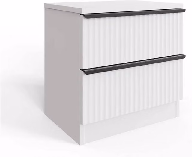 NESTLUNE White Striped Modern Bedside Table