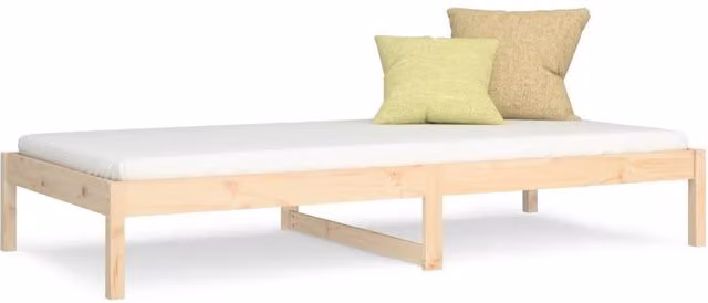 Berkfield Home Single Day Bed in Solid Pine Wood, Beige, W/D/H: 190 x 90 x 0 cm
