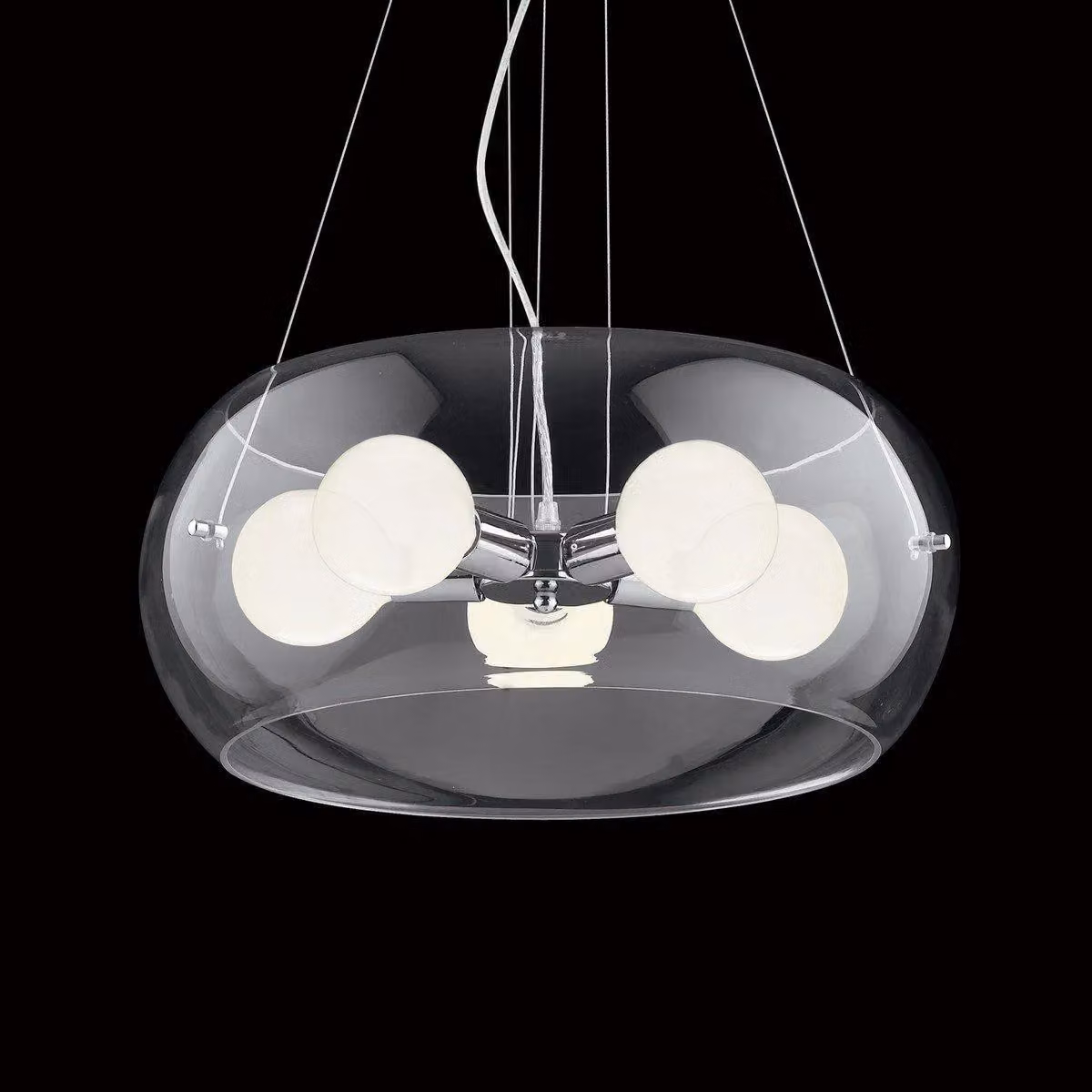 Netlighting Audi 5 Light Ceiling Pendant with Transparent Glass and Chrome Finish, E27 – 2