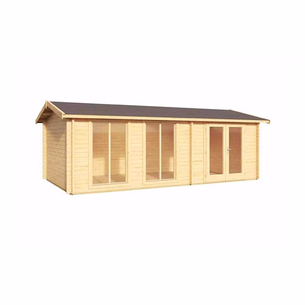 Lasita Maja Ltd Shetland Log Cabin Wooden Garden Room and Home Office in Beige, Height: 245 cm – 2