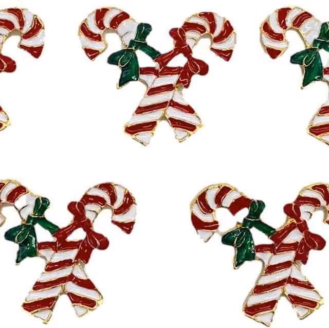 Syntego Pack of 5 Christmas Candy Cane Embellishments in Red, White, Green and Gold