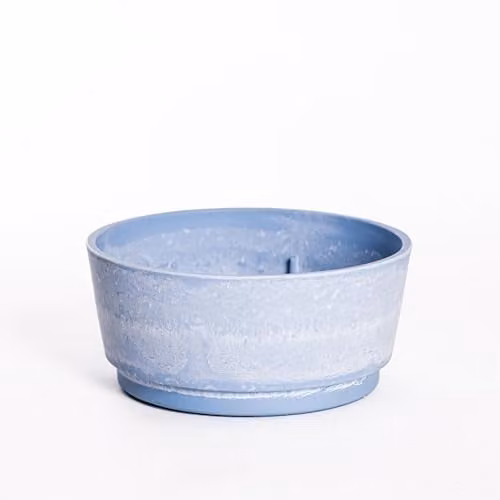 Garden Gear Caesar Sky Blue Marble Effect Planter Bowl, Diameter: 34.5 cm