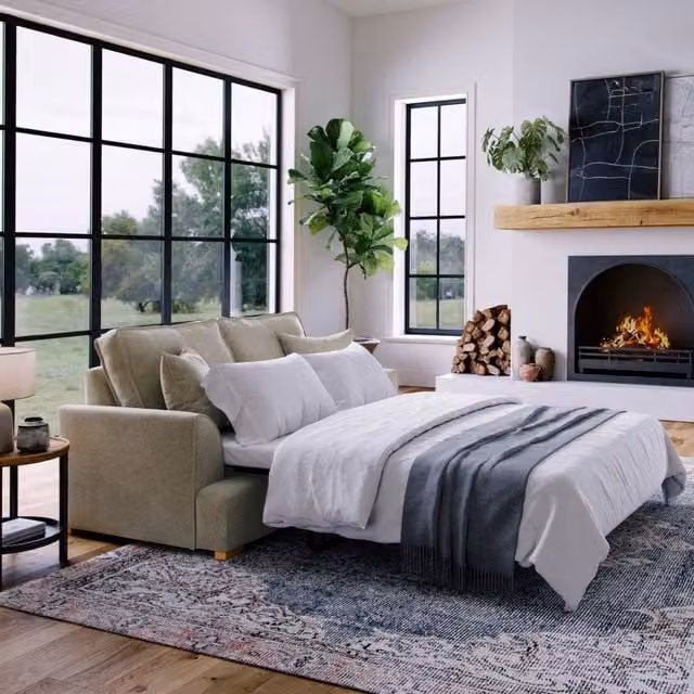 The Great Sofa Company Ophelia Grey Fabric 2 Seater Sofa Bed with Pull Out Frame and Scatter Cushions – 1