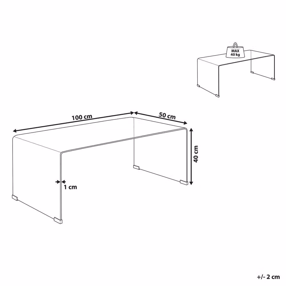 Wyld and Coco Aurelia Tempered Glass Coffee Table, Transparent, W: 100 cm, D: 50 cm – 2