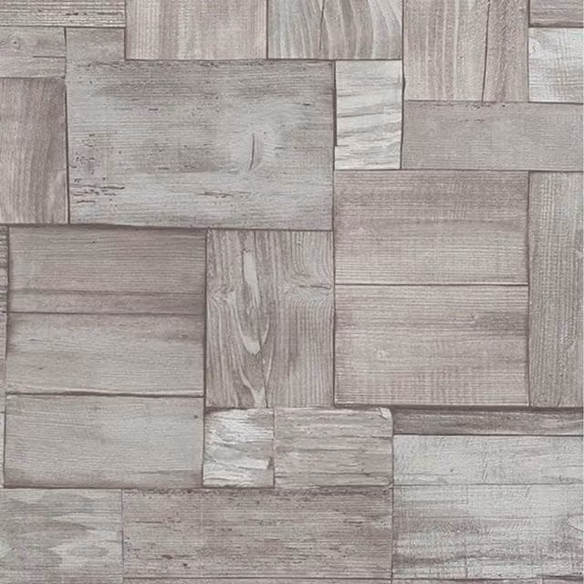 Erismann Countryside Wooden Beam Effect Wood Grain Tiles Wallpaper, Beige, W: 53 cm, H: 60 cm