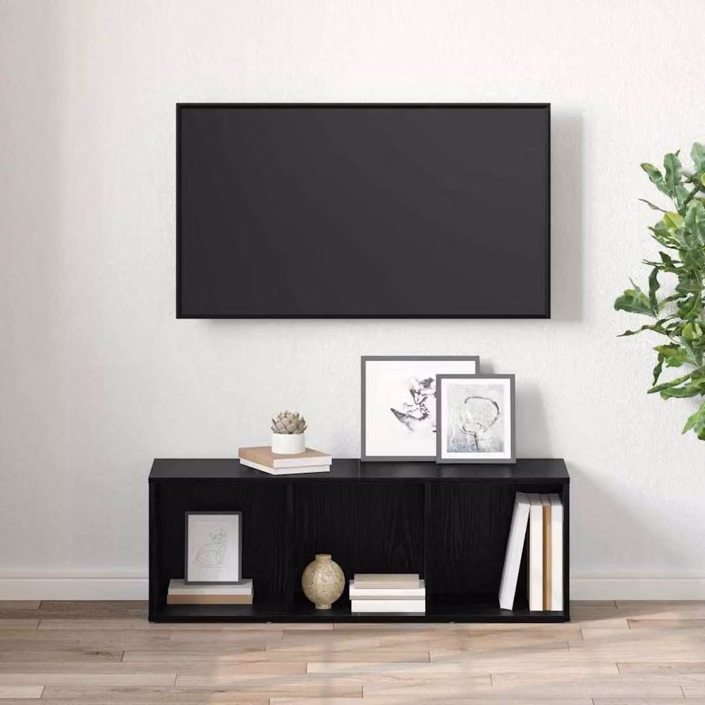 Berkfield Home Black Oak TV Cabinet with Storage and Media Compartments – 3