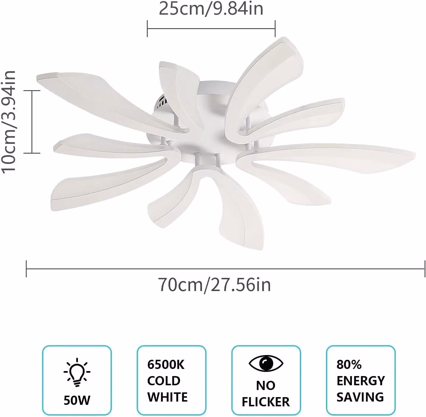 Pheashine Modern LED Ceiling Light in White, 6500K Cool White, Dimmable with Remote Control – 2