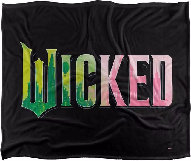 NBCU Wicked Pink and Green Logo Super Soft Throw Blanket, Large (W: 127.0 cm, D: 152.4 cm) – 1