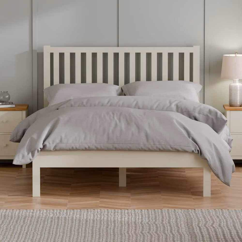 Cheshire Modern Solid Wood Yew Bed in Ivory, King Size (150 cm) – 2