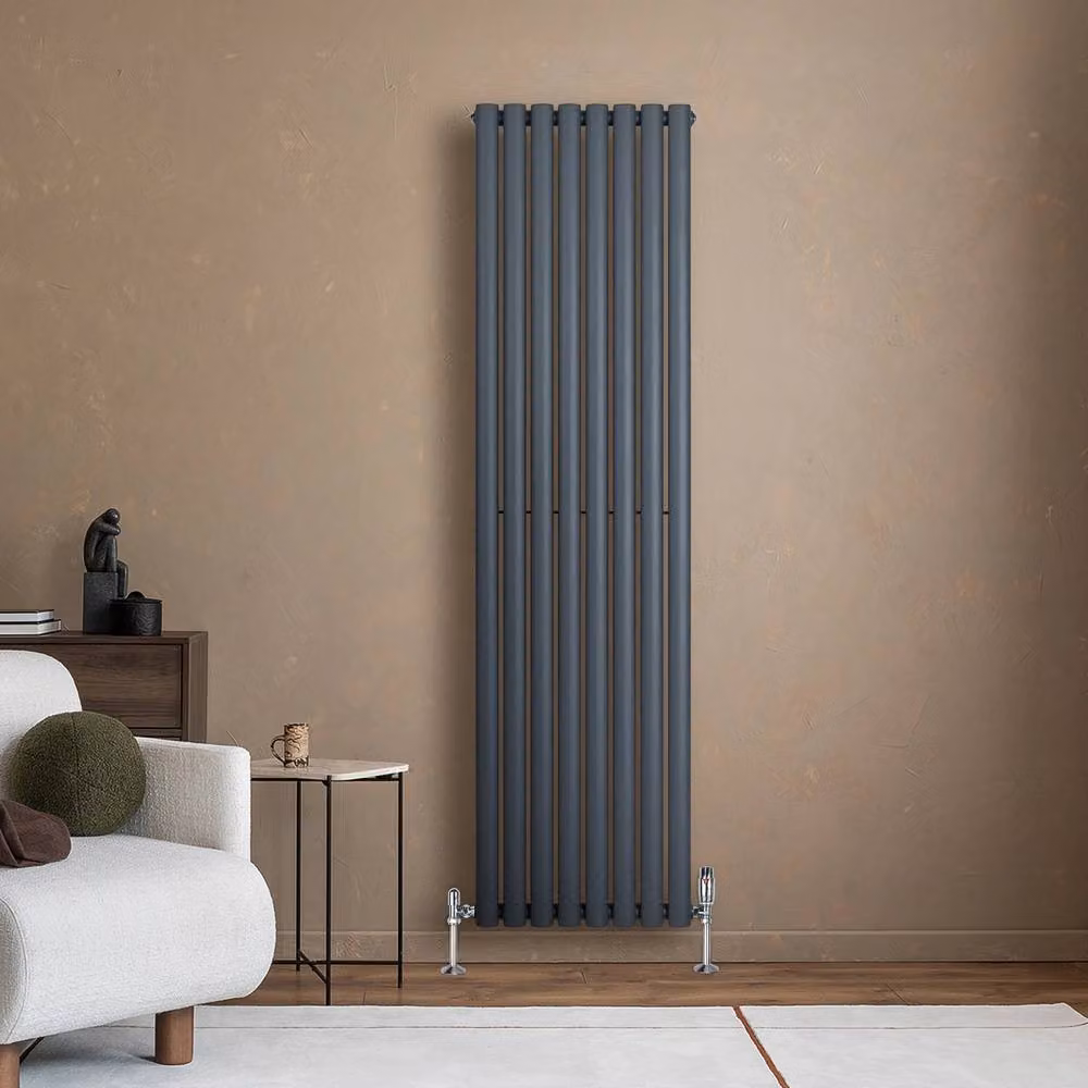 Monstershop Oval Single Column Radiator in Anthracite Grey, H: 180 cm, W: 48 cm – 4