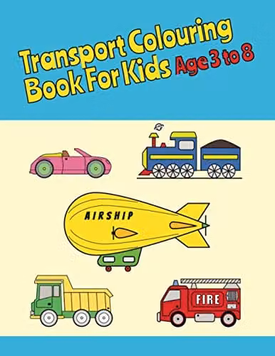 Transport Colouring Book for Kids Aged 3 to 8, Multicolour Vehicle Activity Book