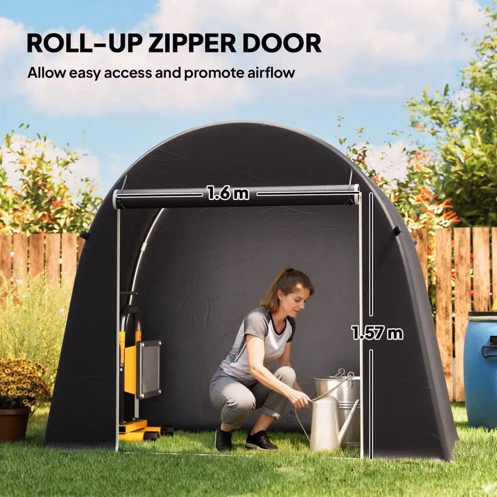 VOGREX Dark Grey Garden Storage Shed Tent for Bikes, W: 243.84 cm, D: 121.92 cm, H: 243.84 cm – 4